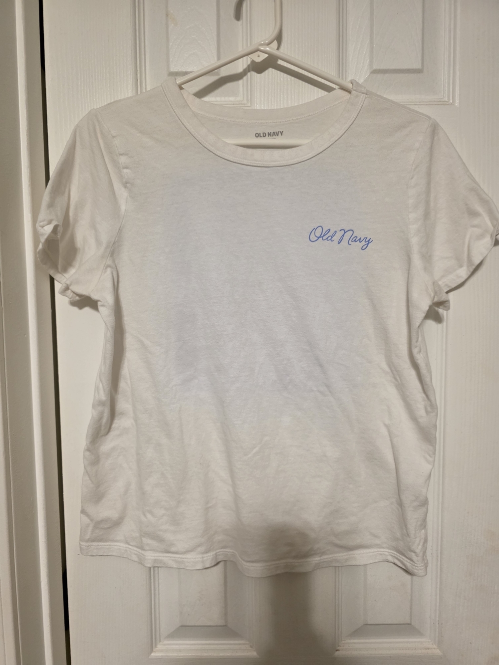 Old Navy White T‑Shirt with Blue Script Logo